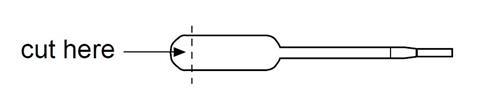 A diagram illustrating how to cut the end off a pipette to create a microscale reaction vessel