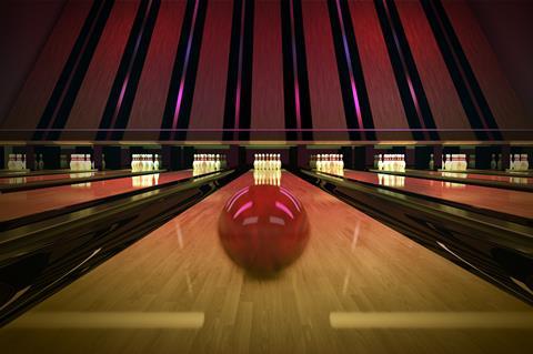 An image showing a bowling ball rolling