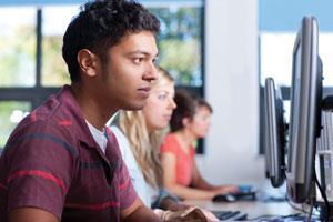 Students using computers