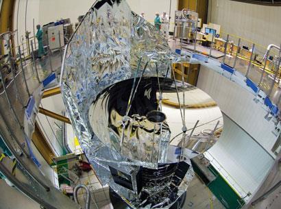 The Herschel mirror as the satellite was prepared for integration with the launcher on 10 May 2009