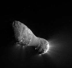 Hartley 2. The main body of the comet is approximately 1.2 miles long
