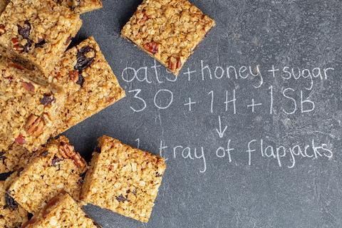 A photo of some flapjack oat bars with a recipe