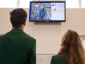 Children watching a real-time display