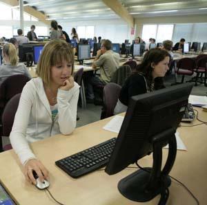 A student working online