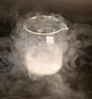 A smoking flask of liquid nitrogen