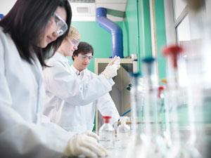 Students in a chemistry laboratory