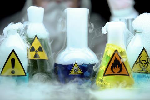 An unrealistic image showing scary chemicals
