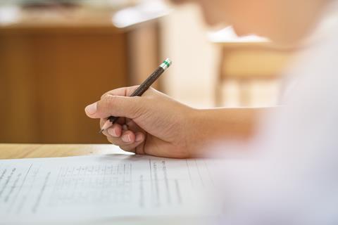 Student taking an exam