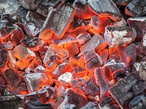 Burning charcoal