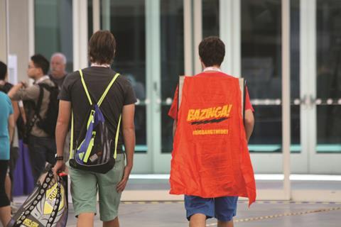 Person wearing a 'Bazinga!' cape, from The Big Bang Theory TV series