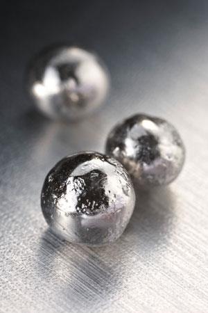 Balls of palladium metal
