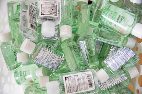 A photo of bottles of hand sanitiser