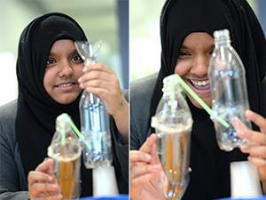 A student takes part in an a science and engineering project