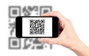 A smartphone reading a QR code