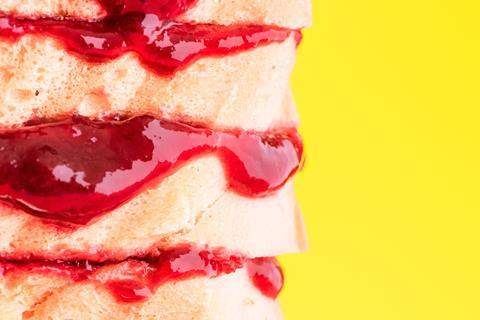 A stack of jam sandwiches