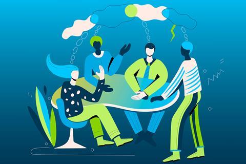 A group of people collaborating