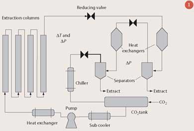 Figure 1 - Schematic of a supercritical carbon dioxide extraction plant