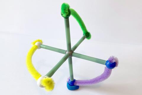 A chemical model using straws, connectors and pipe cleaners