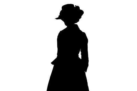 Silhouette of woman in 18th century dress