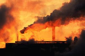 Power station with smoke