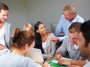 Students and teachers collaborating