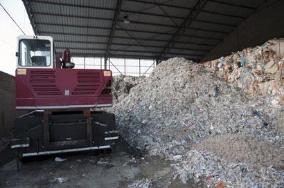 A large pile of wood and paper pulp