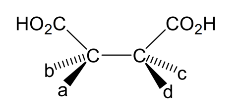 A structural diagram illustrating part of a molecule of tartaric acid