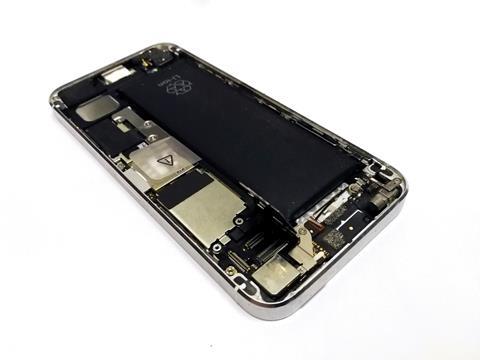 An image showing the inside of a mobile phone revealing the Li-Ion battery