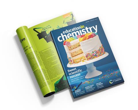 Image of the July issue of Education in Chemistry magazine, sporting a cake on the front cover
