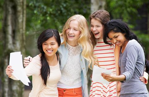 Students celebrating exam results