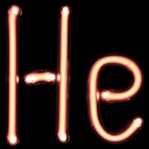 'He' spelled using an He tube