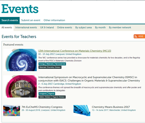 CPD events from the RSC