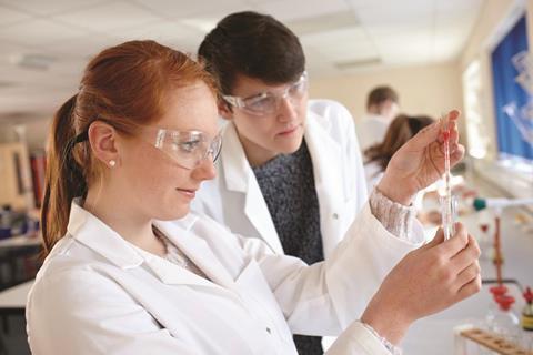 Students working in a chemistry lab