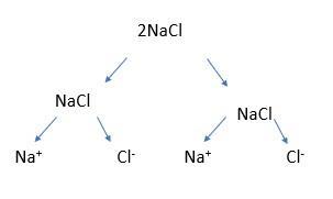 A diagram showing 2NaCl as ions