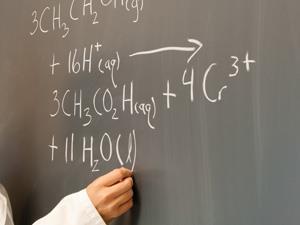Chemical equation on a blackboard