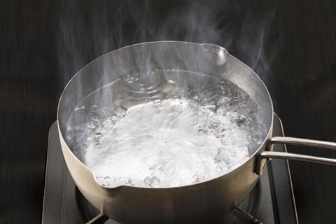 A pan of boiling water