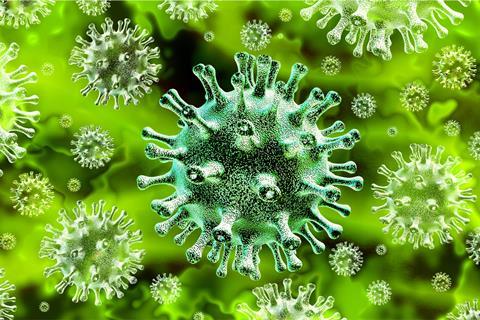 Green representation of coronavirus