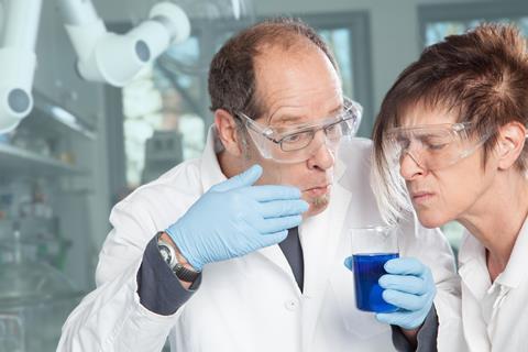 Scientists smell blue liquid