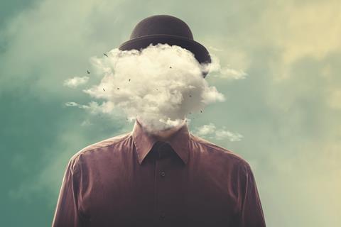 Man's head replaced by cloud