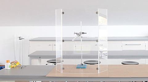 A photo of an experimental set up in a school lab