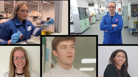 Photo collage of lab technicians