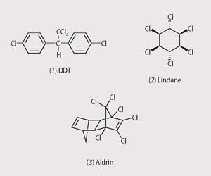 Structures of DDT, Lindane and Aldrin