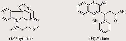 Structures of strychnine and war farin