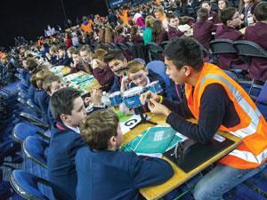 Students take part in the world record attempt