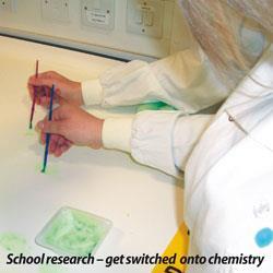 Student doing coursework - School research - get switched on to chemistry