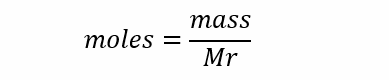 Calculating moles equation