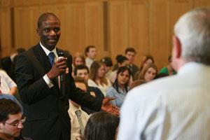 A young scientist speaking at the forum