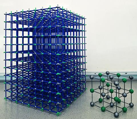 Models of sodium chloride salt ionic lattice