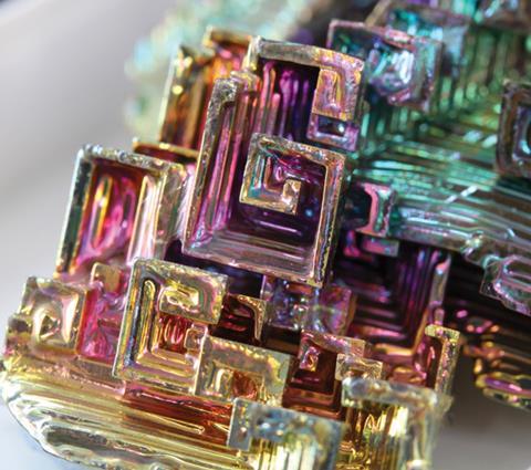 Iridescent bismuth crystal