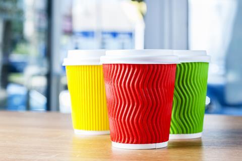 Red, green and yellow cups
